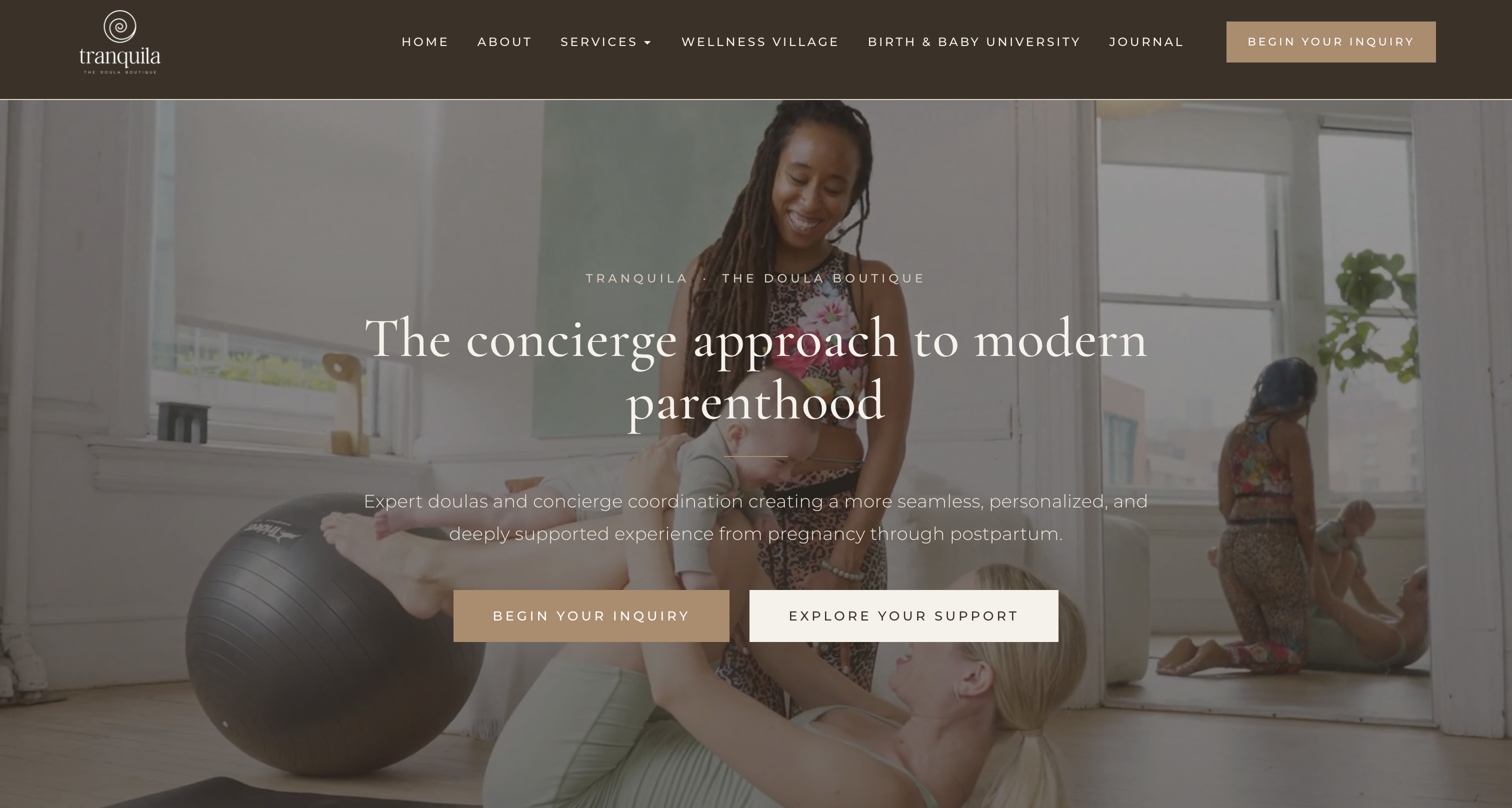 Tranquila homepage page preview