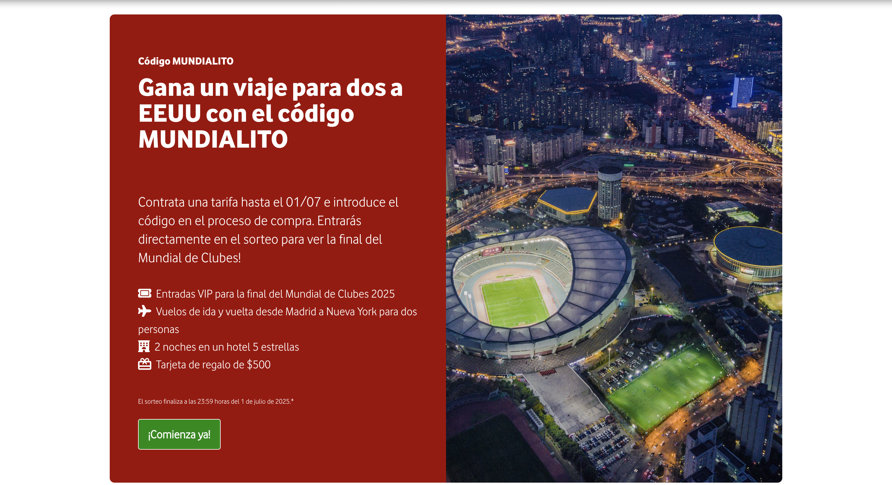 Vodafone landing page page preview